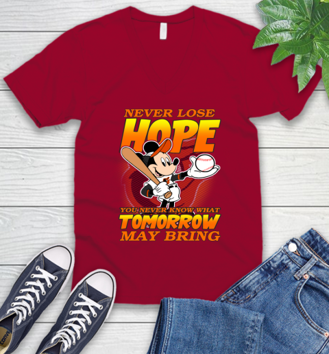 Boston Red Sox MLB Baseball Mickey Disney Never Lose Hope V-Neck T-Shirt 7