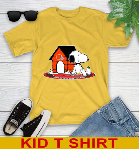 NFL Football Cleveland Browns Snoopy The Peanuts Movie Shirt Youth T-Shirt 8