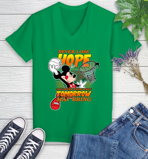 Chicago Bulls NBA Basketball Mickey Disney Never Lose Hope Women's V-Neck T-Shirt 5