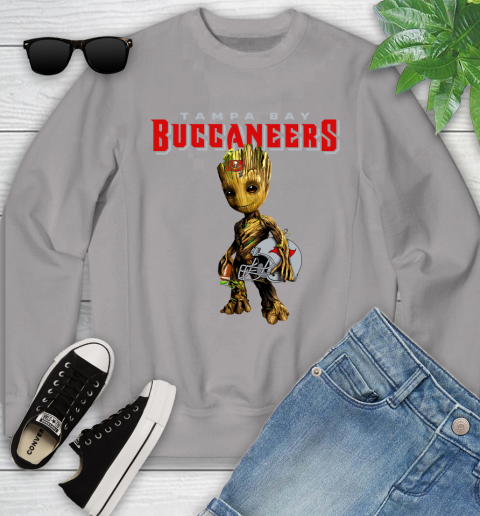 Tampa Bay Buccaneers NFL Football Groot Marvel Guardians Of The Galaxy Youth Sweatshirt 4
