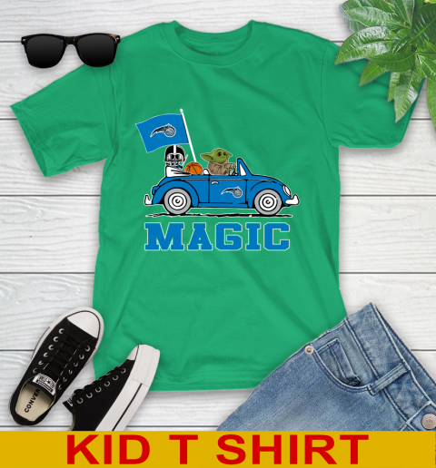 NBA Basketball Orlando Magic Darth Vader Baby Yoda Driving Star Wars Shirt Youth T-Shirt 6