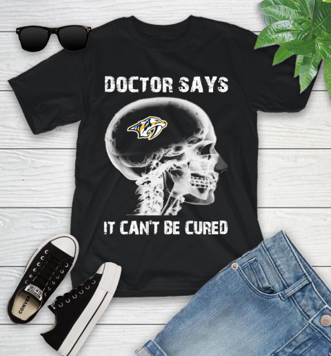 NHL Nashville Predators Hockey Skull It Can't Be Cured Shirt Youth T-Shirt
