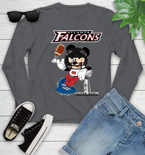 NFL Atlanta Falcons Mickey Mouse Disney Super Bowl Football T Shirt Youth Long Sleeve 8