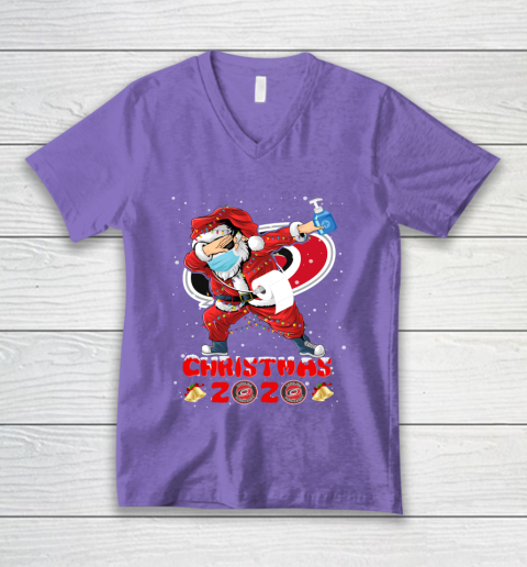Carolina Hurricanes Funny Santa Claus Dabbing Christmas 2020 NHL V-Neck T-Shirt 8