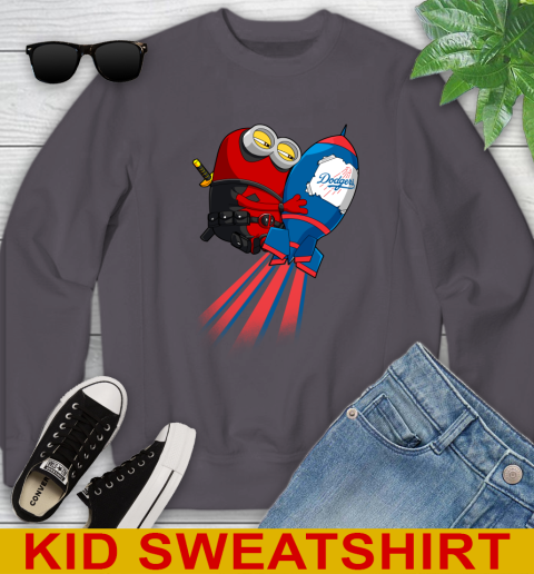 MLB Baseball Los Angeles Dodgers Deadpool Minion Marvel Shirt Youth Sweatshirt 5