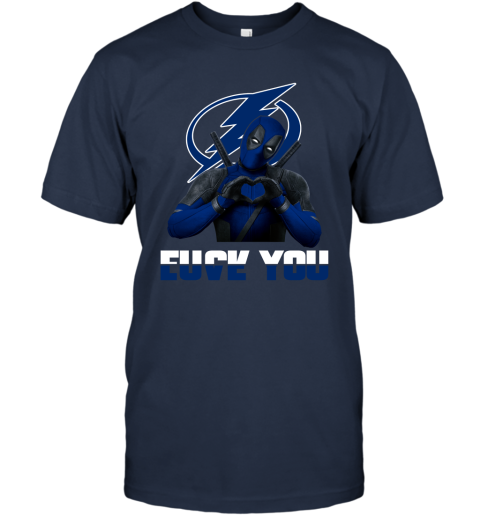 NHL Tampa Bay Lightning Deadpool Love You Fuck You Hockey Sports E82oJSE84LL classic t shirt 2 95 151514 front navy