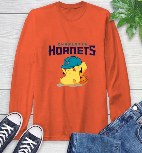 NBA Pikachu Basketball Sports Charlotte Hornets Long Sleeve T-Shirt 5