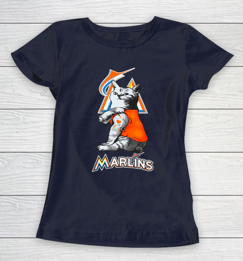 MLB Baseball My Cat Loves Miami Marlins Women's T-Shirt 2