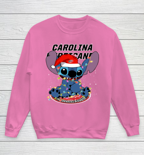 Carolina Hurricanes NHL Hockey noel stitch Christmas Youth Sweatshirt 3