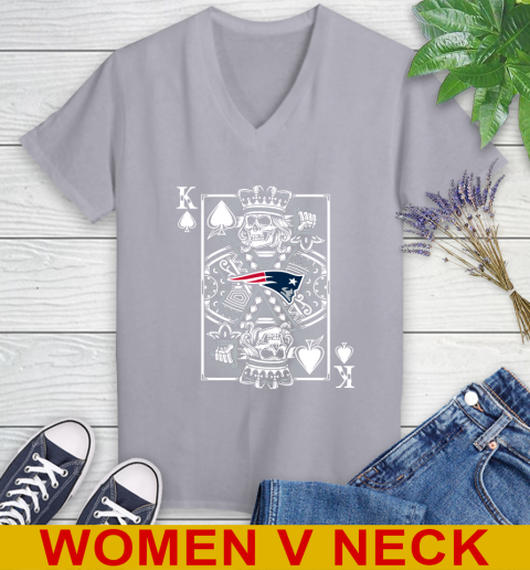 New England Patriots NFL Football The King Of Spades Death Cards Shirt Women's V-Neck T-Shirt 4