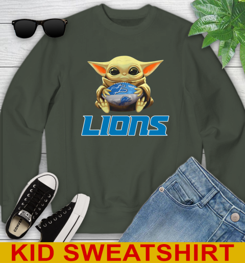 NFL Football Detroit Lions Baby Yoda Star Wars Shirt Youth Sweatshirt 9