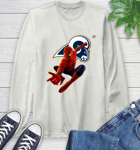 NFL Spider Man Avengers Endgame Football Los Angeles Rams Long Sleeve T-Shirt 12