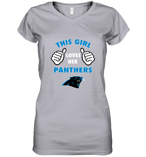 New Era Women's NFL Carolina Panthers T-Shirt Drawstring V-Neck Tee C40061L  - Sports Diamond