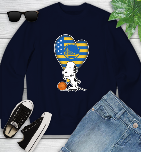 Golden State Warriors NBA Basketball The Peanuts Movie Adorable Snoopy Youth Sweatshirt 3