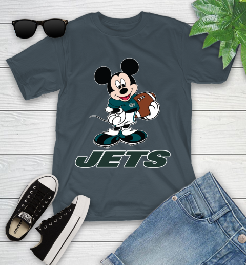 NFL Football New York Jets Cheerful Mickey Mouse Shirt Youth T-Shirt 8