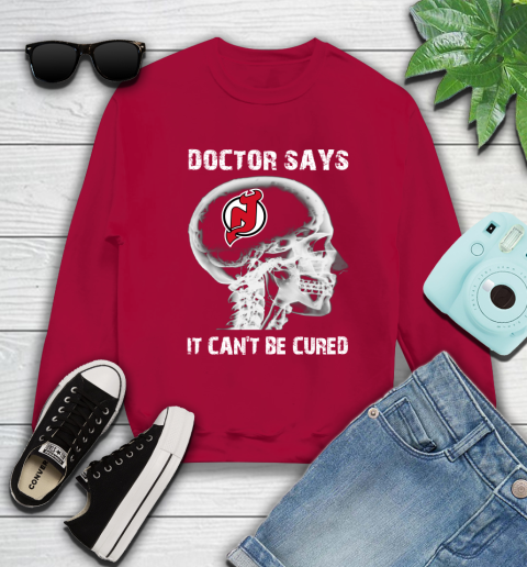 NHL New Jersey Devils Hockey Skull It Can't Be Cured Shirt Sweatshirt 8
