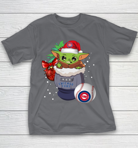 Chicago Cubs Christmas Baby Yoda Star Wars Funny Happy MLB Youth T-Shirt 7