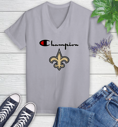 NFL Football New Orleans Saints Champion Shirt Women's V-Neck T-Shirt 2