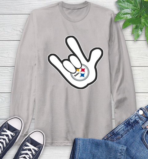 Pittsburgh Steelers NFL Football Mickey Rock Hand Disney Long Sleeve T-Shirt 12