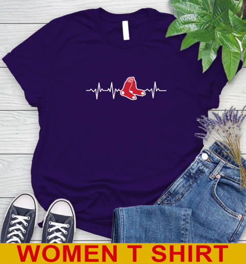 Boston Red Sox MLB Baseball Heart Beat Shirt Women's T-Shirt 4