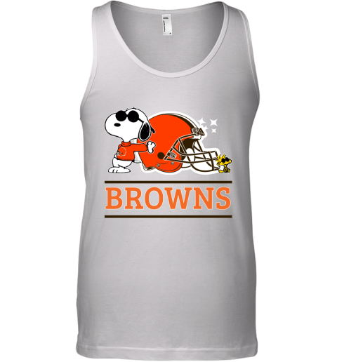 The Ceveland Browns Joe Cool And Woodstock Snoopy Mashup Tank Top