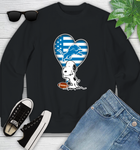 Detroit Lions NFL Football The Peanuts Movie Adorable Snoopy Youth Sweatshirt 2