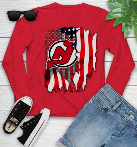 New Jersey Devils NHL Hockey American Flag Youth Long Sleeve 11