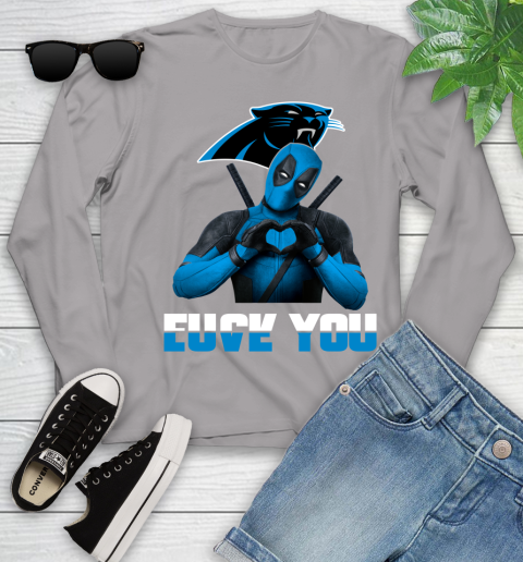 NHL Carolina Panthers Deadpool Love You Fuck You Football Sports Youth Long Sleeve 5