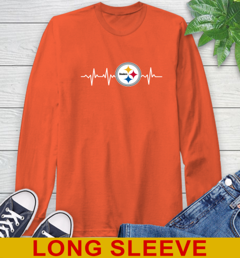 Pittsburgh Steelers NFL Football Heart Beat Shirt Long Sleeve T-Shirt 4