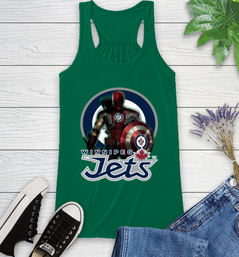NHL Captain America Thor Spider Man Hawkeye Avengers Endgame Hockey Winnipeg Jets Racerback Tank 7