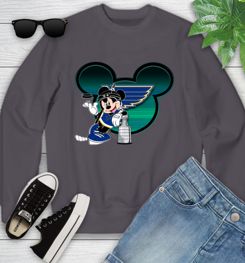 NHL St.Louis Blues Stanley Cup Mickey Mouse Disney Hockey T Shirt Youth Sweatshirt 6