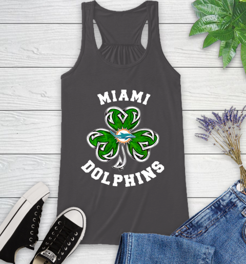 NFL Miami Dolphins Three Leaf Clover St Patrick's Day Football Sports Racerback Tank 11