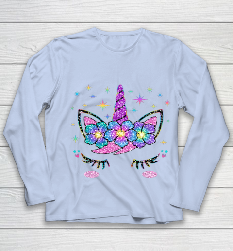 Unicorn Costume Rainbow Face Girls Youth Long Sleeve 5