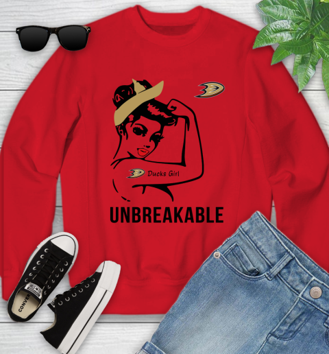 NHL Anaheim Ducks Girl Unbreakable Hockey Sports Youth Sweatshirt 5