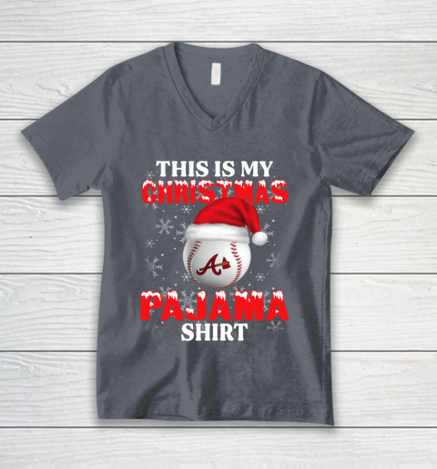 Atlanta Braves This Is My Christmas Pajama Shirt MLB V-Neck T-Shirt 4