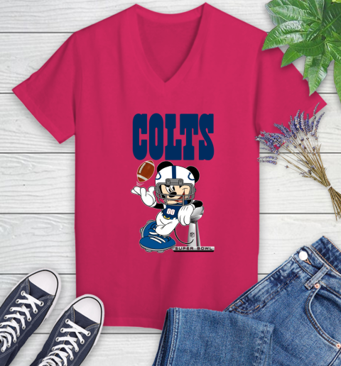 NFL Indianapolis Colts Mickey Mouse Disney Super Bowl Football T Shirt Women's V-Neck T-Shirt 9