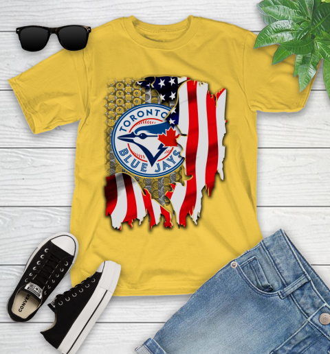 Toronto Blue Jays MLB Baseball American Flag Youth T-Shirt 10