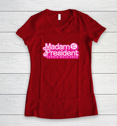 Madam President (and Tim!) Kamala Harris Women's V-Neck T-Shirt 6