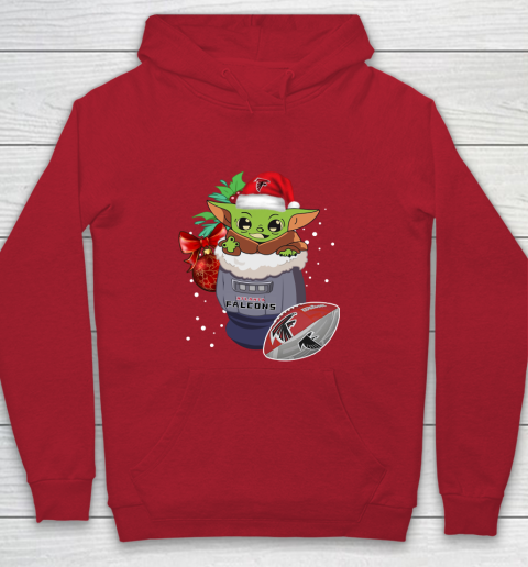 Atlanta Falcons Christmas Baby Yoda Star Wars Funny Happy NFL Youth Hoodie 9