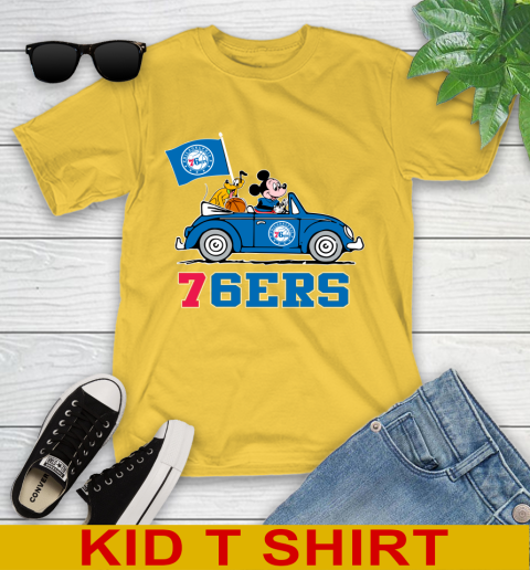NBA Basketball Philadelphia 76ers Pluto Mickey Driving Disney Shirt Youth T-Shirt 8