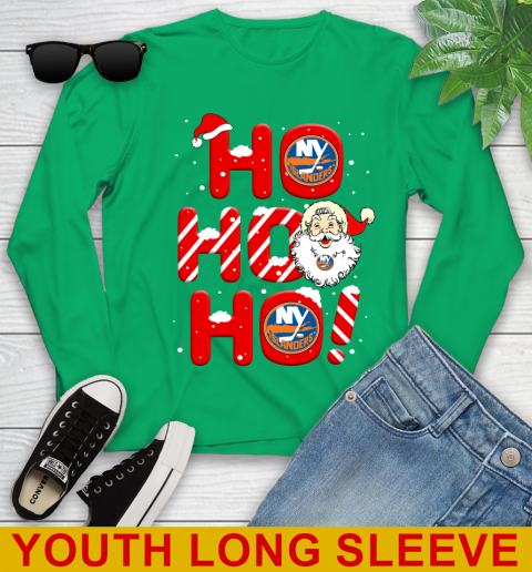 New York Islanders NHL Hockey Ho Ho Ho Santa Claus Merry Christmas Shirt Youth Long Sleeve 7