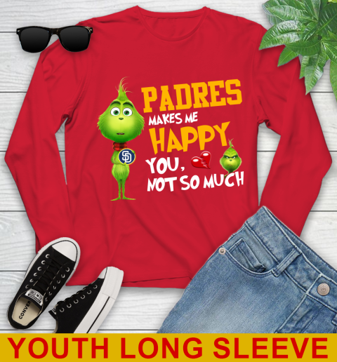 MLB San Diego Padres Makes Me Happy You Not So Much Grinch Baseball Sports Youth Long Sleeve 11
