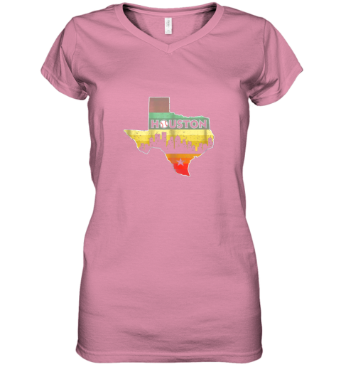 5bfx houston retro baseball shirtvintage houston baseball women v neck t shirt 39 front azalea