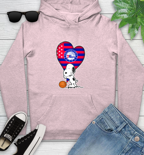 Philadelphia 76ers NBA Basketball The Peanuts Movie Adorable Snoopy Youth Hoodie 10
