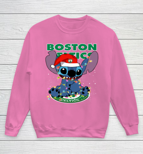 Boston Celtics NBA noel stitch Basketball Christmas Youth Sweatshirt 3