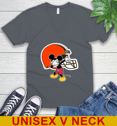 Cleveland Browns NFL Football Dabbing Mickey Disney Sports V-Neck T-Shirt 5