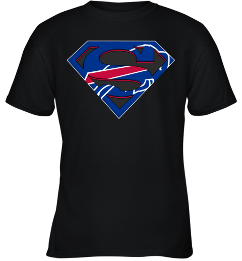 NFL Buffalo Bills Logo Superman cggi nfl buffalo bills logo superman youth t shirt 26 front black