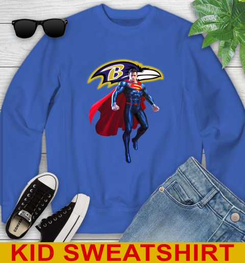 NFL Superman DC Sports Football Baltimore Ravens Youth Sweatshirt 7