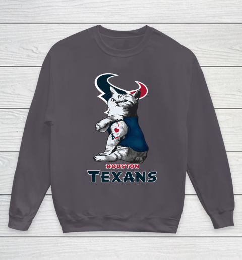 NFL Football My Cat Loves Houston Texans Youth Sweatshirt 5