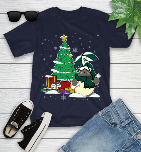Oakland Athletics MLB Baseball Cute Tonari No Totoro Christmas Sports Youth T-Shirt 2